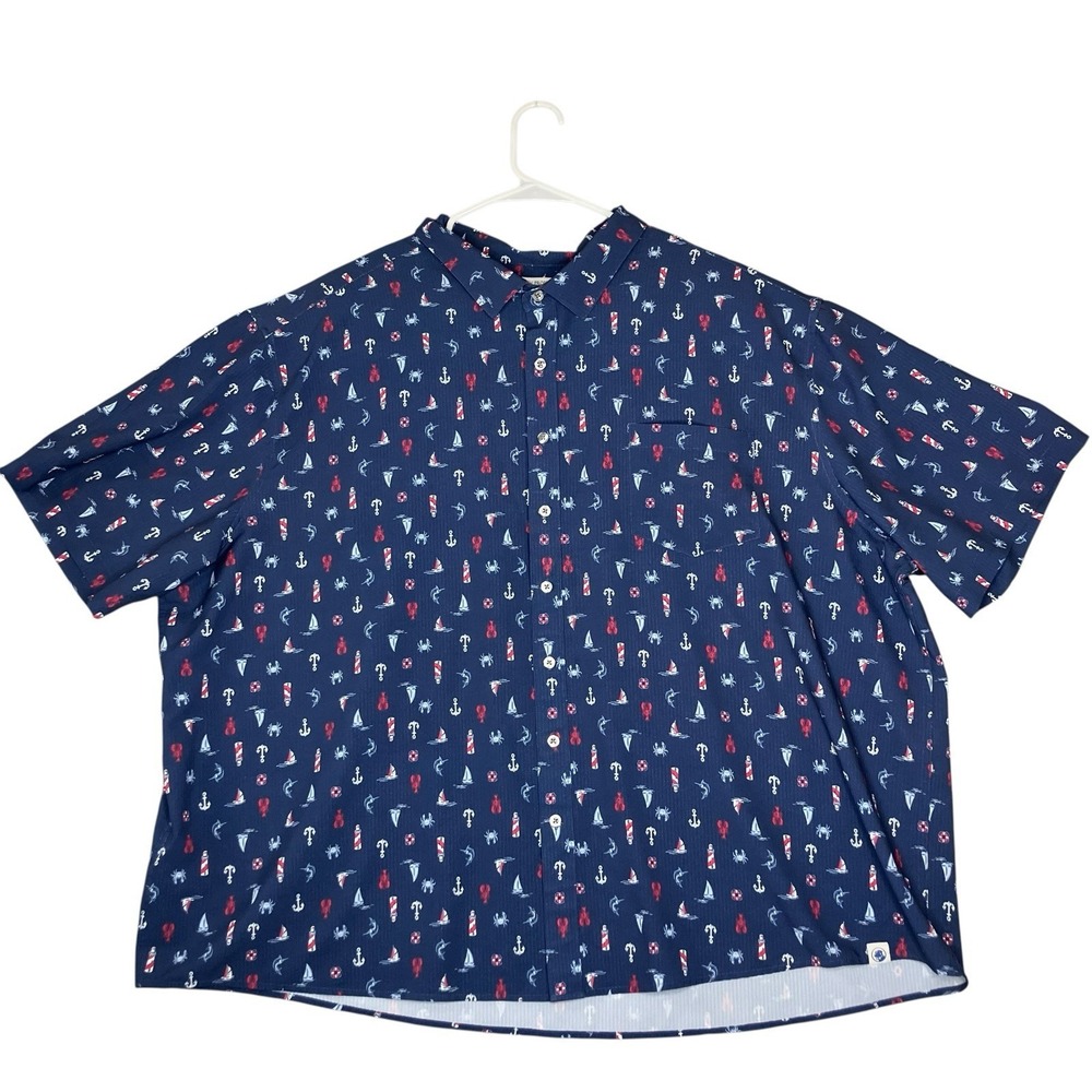 SOUTHERN PROPER Nautical Short Sleeve Button Front‎ Shirt Mens 4X Yacht Preppy